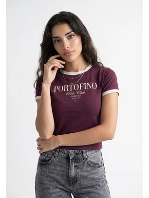 Polera Mujer Estampado Número Burdeo