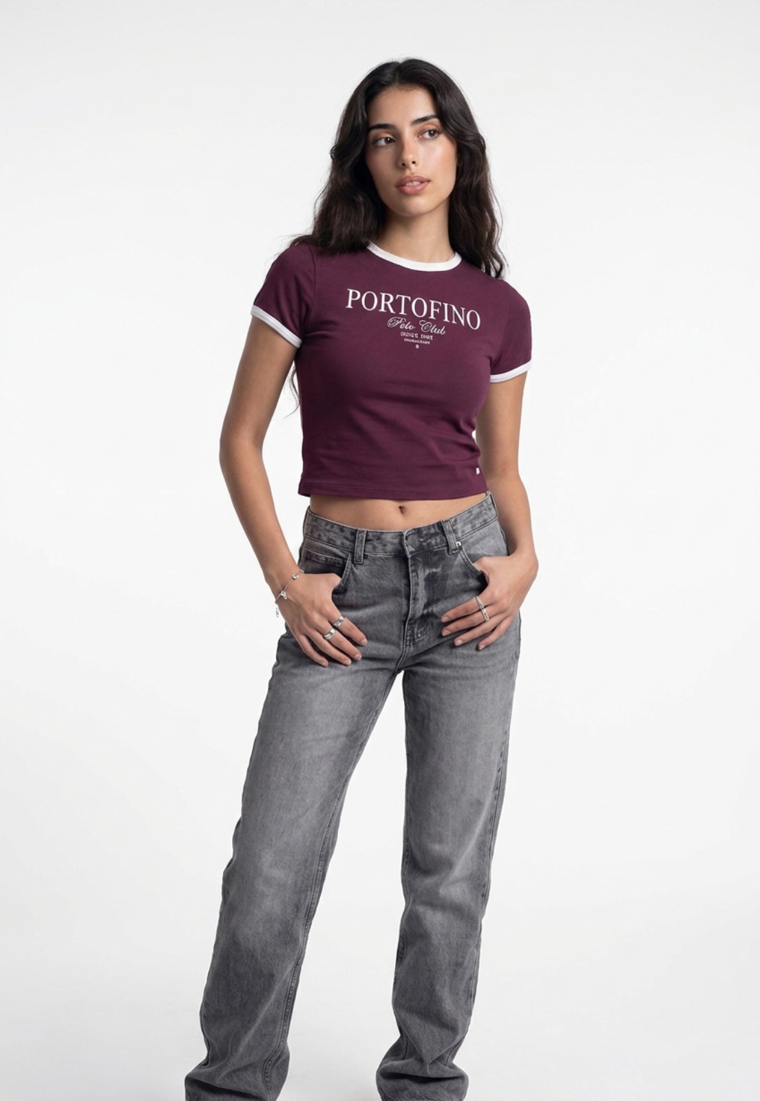 Polera Mujer Estampado Número Burdeo 4