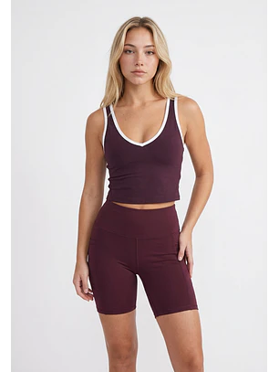 Calza Mujer Bolsillos Burdeo Training