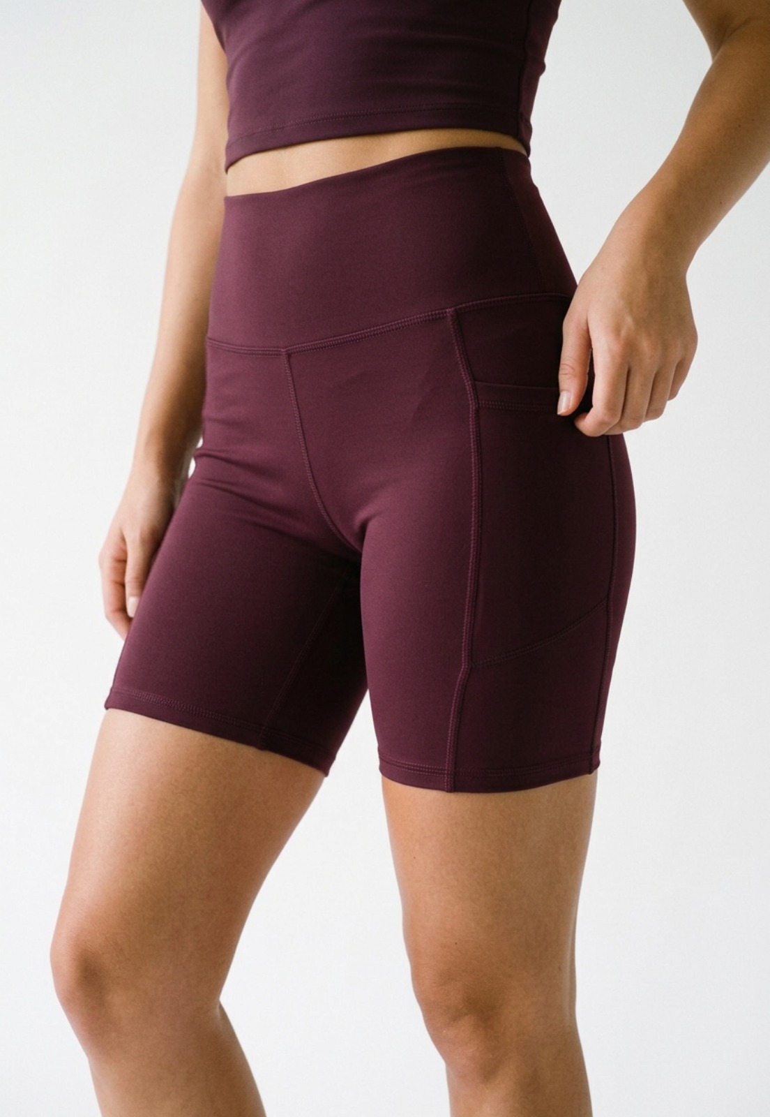 Calza Mujer Bolsillos Burdeo Training 3