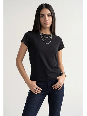 Polera Mujer Basic Cuello Redondo Negro