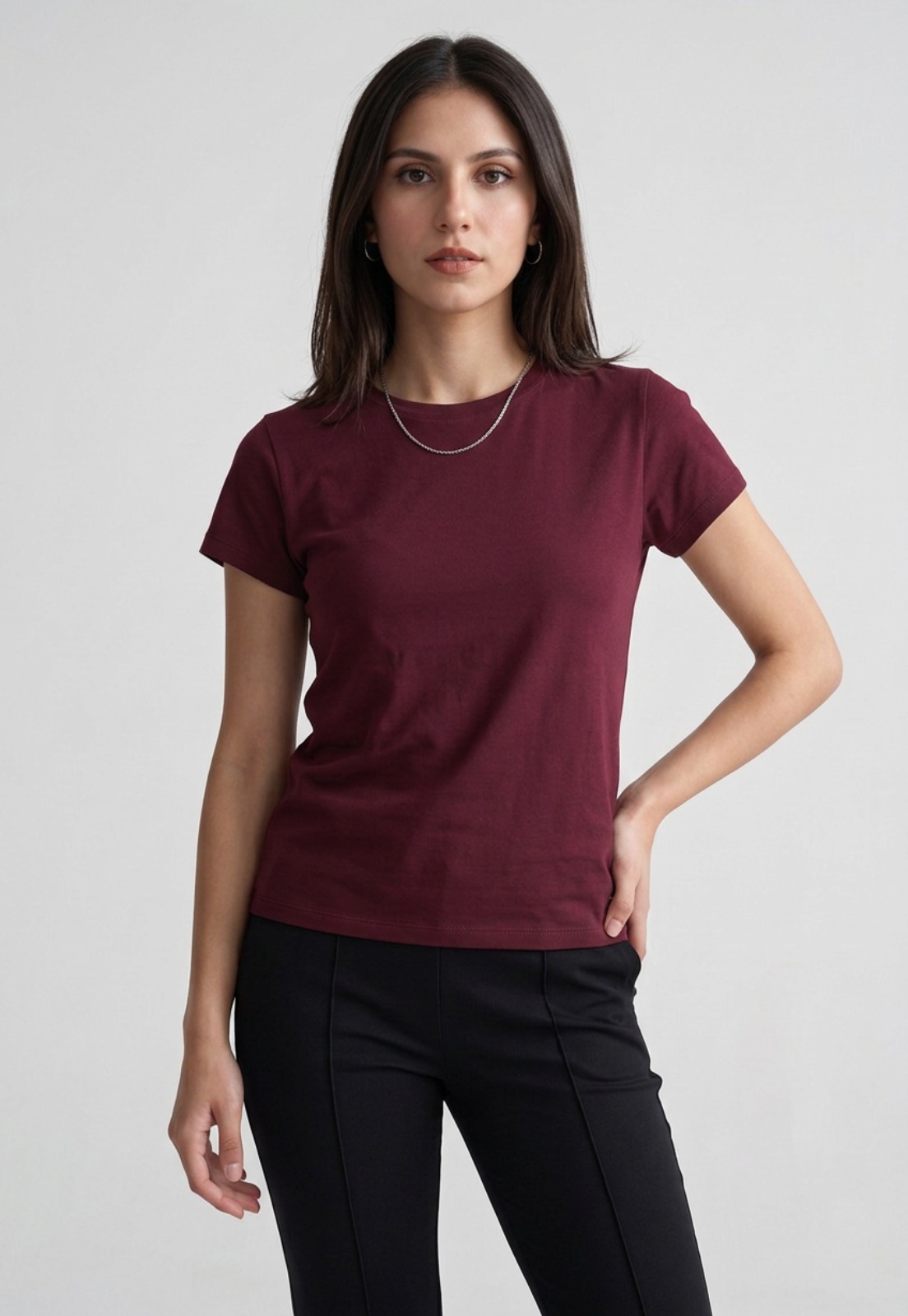 Polera Mujer Basic Cuello Redondo Uva 1