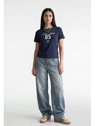 Polera Mujer Estampado Milano Azul