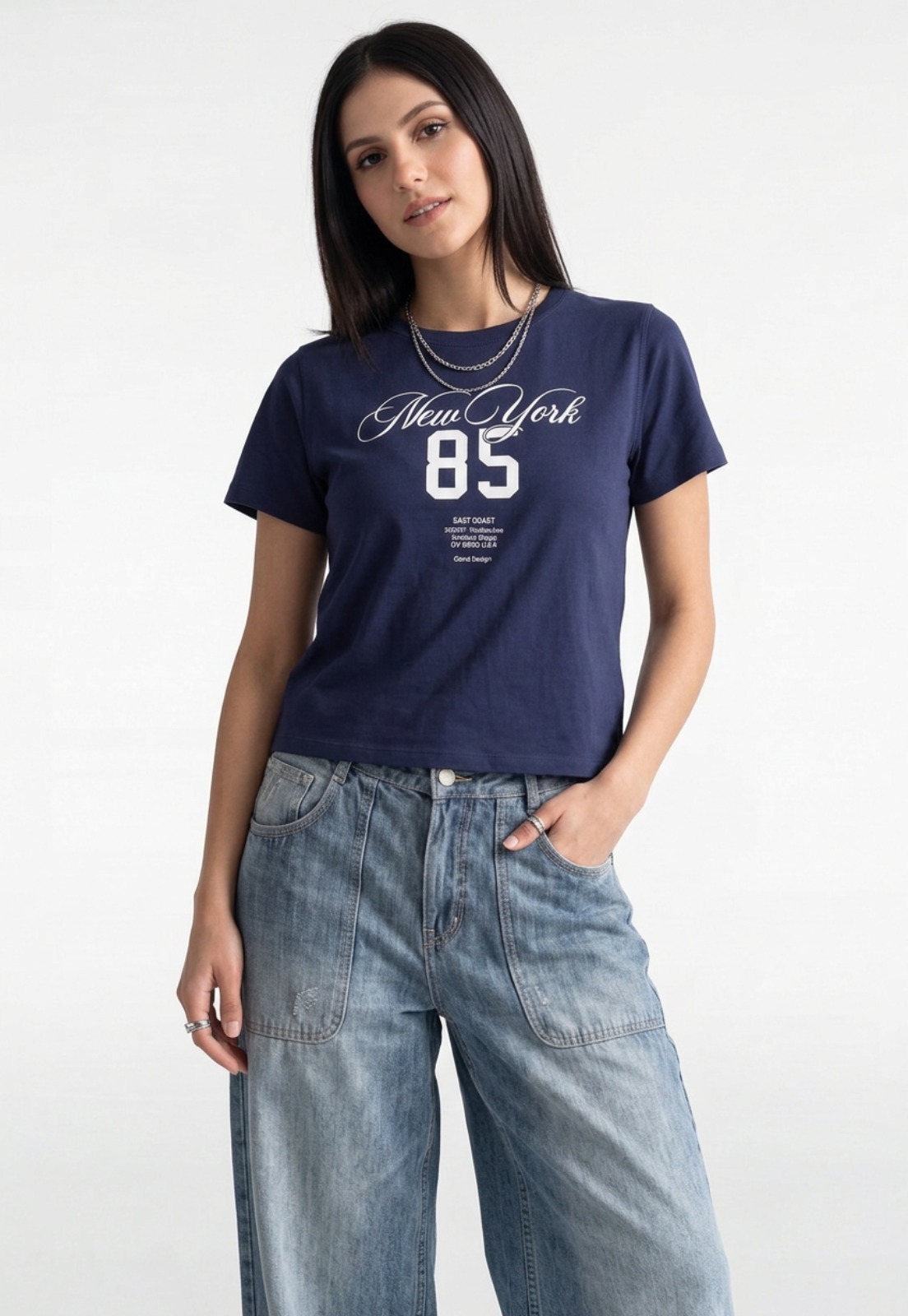 Polera Mujer Estampado Milano Azul 1