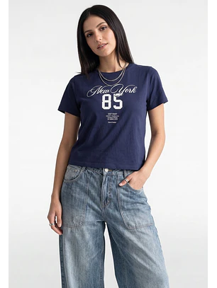 Polera Mujer Estampado Milano Azul