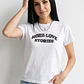 Polera Mujer Texto Bordado Y Flock Blanco - Miniatura 1