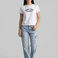 Polera Mujer Texto Bordado Y Flock Blanco - Miniatura 3