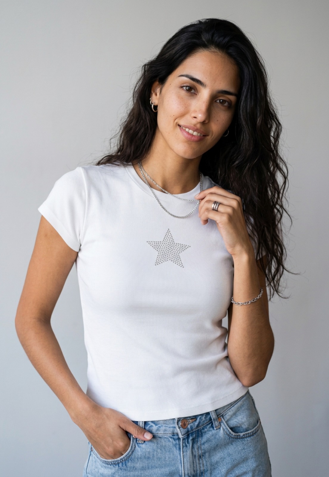 Polera Mujer Tachas Star Crudo 4