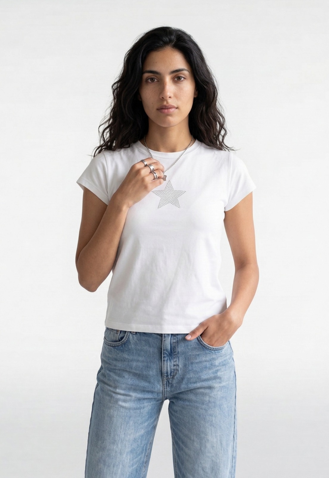 Polera Mujer Tachas Star Crudo 1