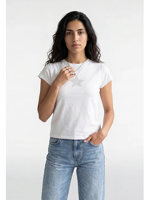 Polera Mujer Tachas Star Crudo