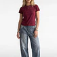 Polera Mujer Texto Bordado Y Flock Burdeo - Miniatura 1