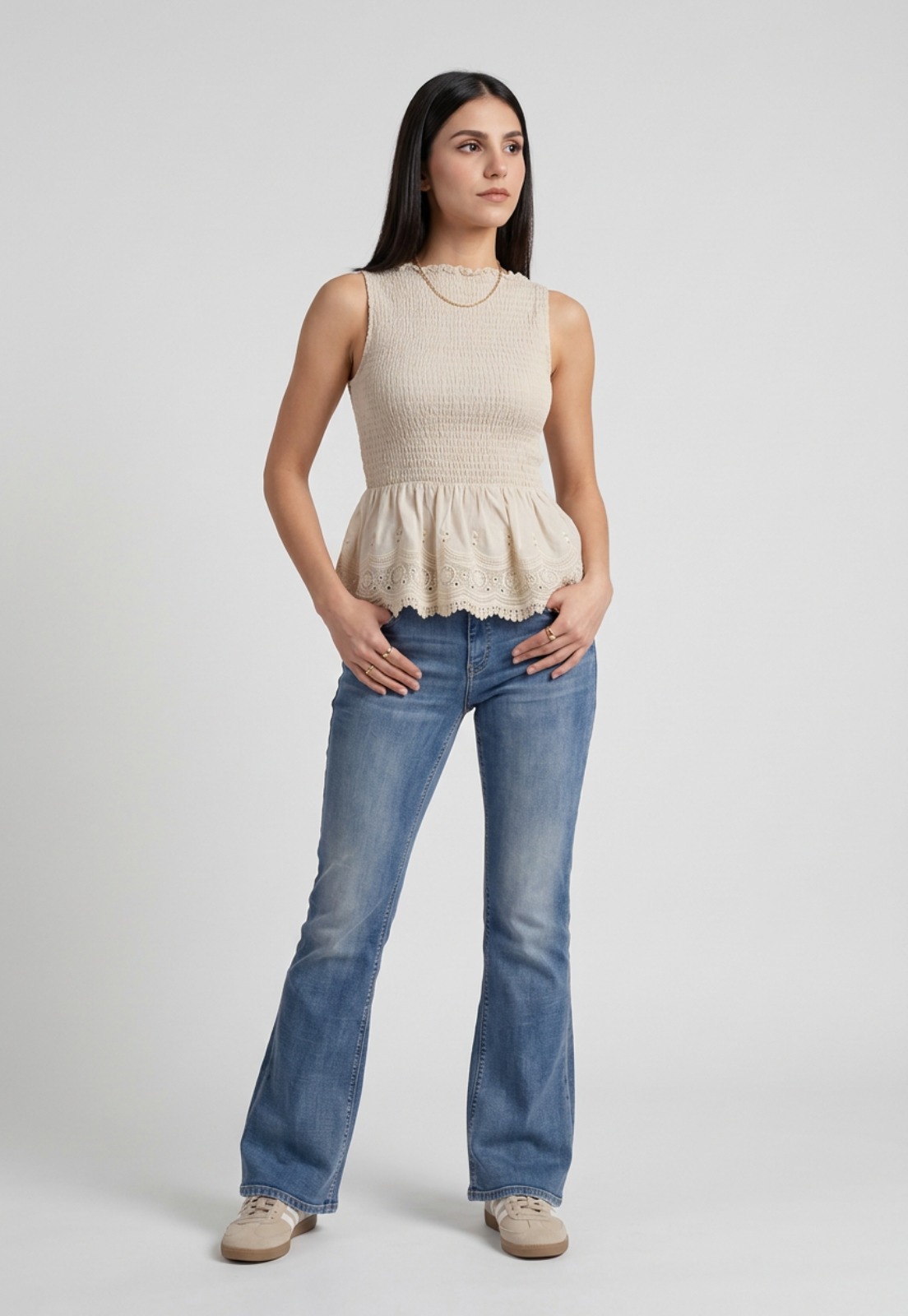 Peto Mujer Romantic Broderie Crudo 3