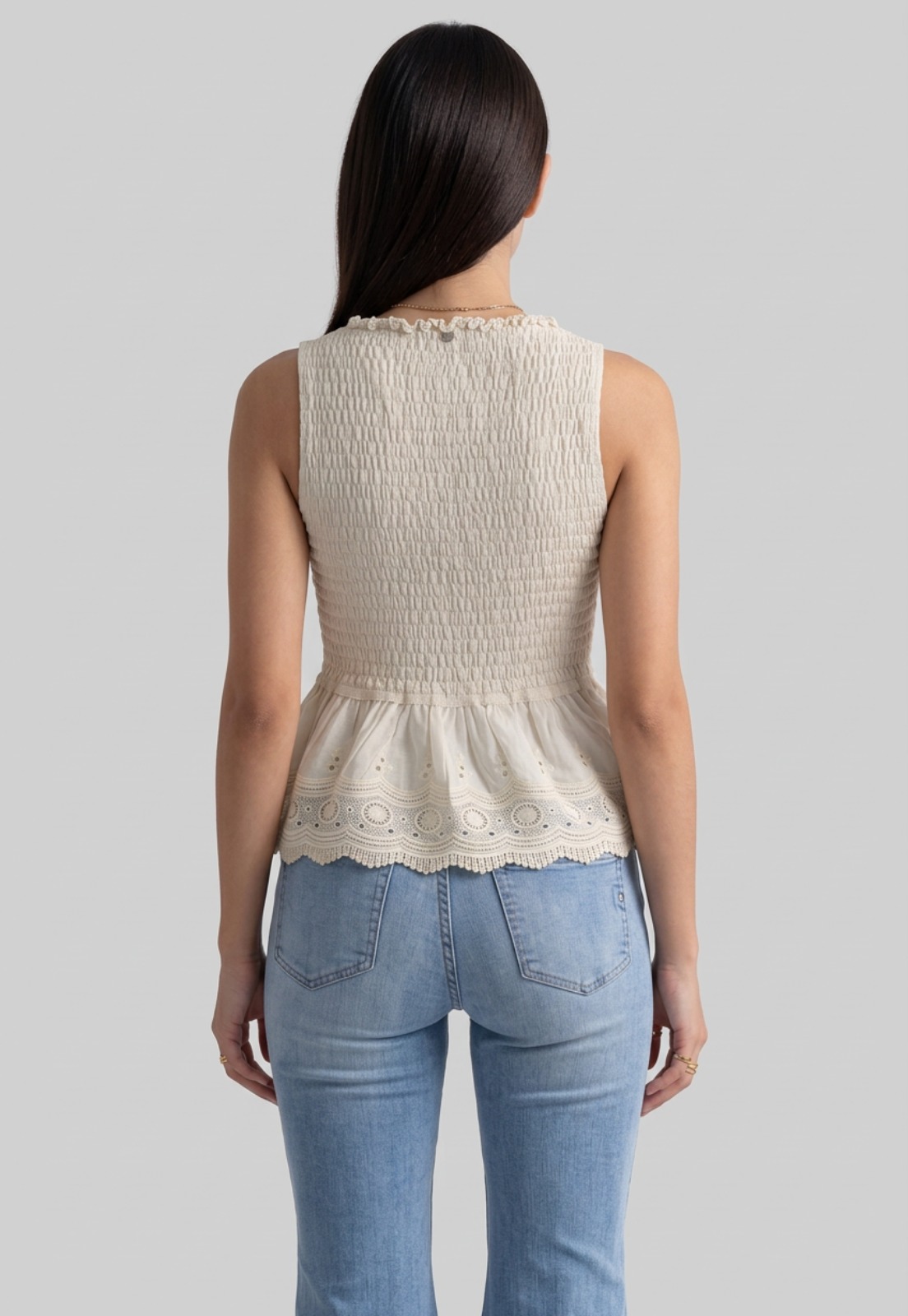 Peto Mujer Romantic Broderie Crudo 2
