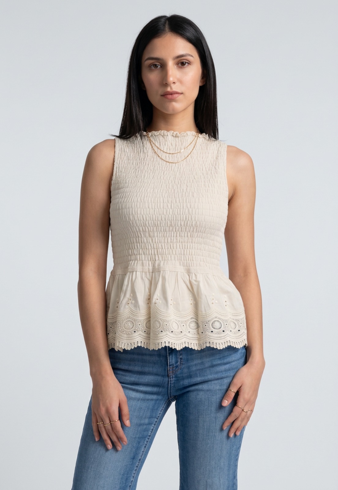 Peto Mujer Romantic Broderie Crudo 1