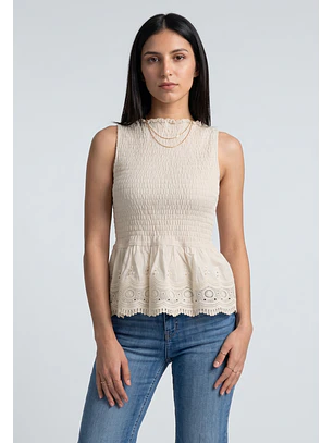 Peto Mujer Romantic Broderie Crudo
