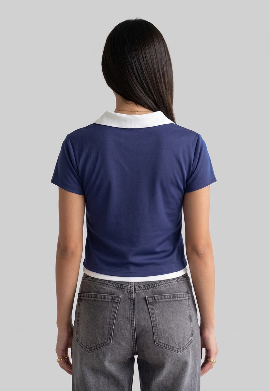 Polera Mujer Con Cuello Azul 2