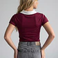 Polera Mujer Con Cuello Burdeo - Miniatura 2