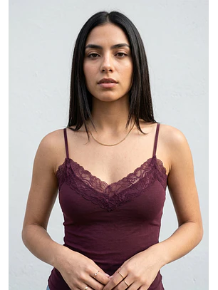 Body Mujer Pabilo Escote Encaje Uva
