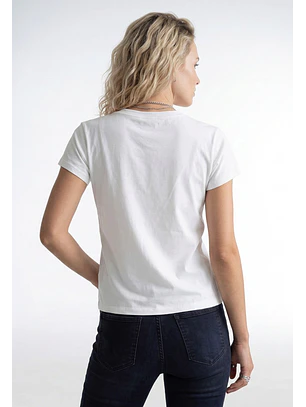 Polera Mujer Basic Cuello Redondo Crudo