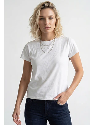 Polera Mujer Basic Cuello Redondo Crudo