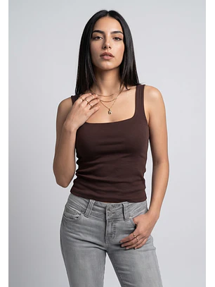 Peto Mujer Escote Cuadrado Café