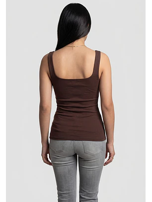 Peto Mujer Escote Cuadrado Café