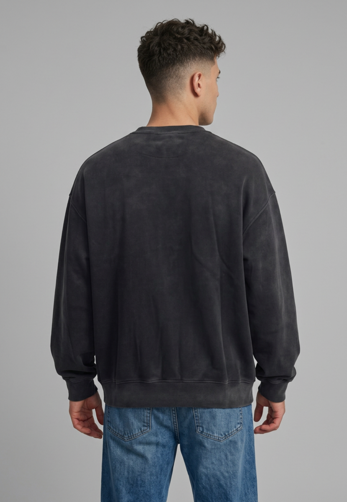 Polerón Hombre Oversize Lavado Negro 2