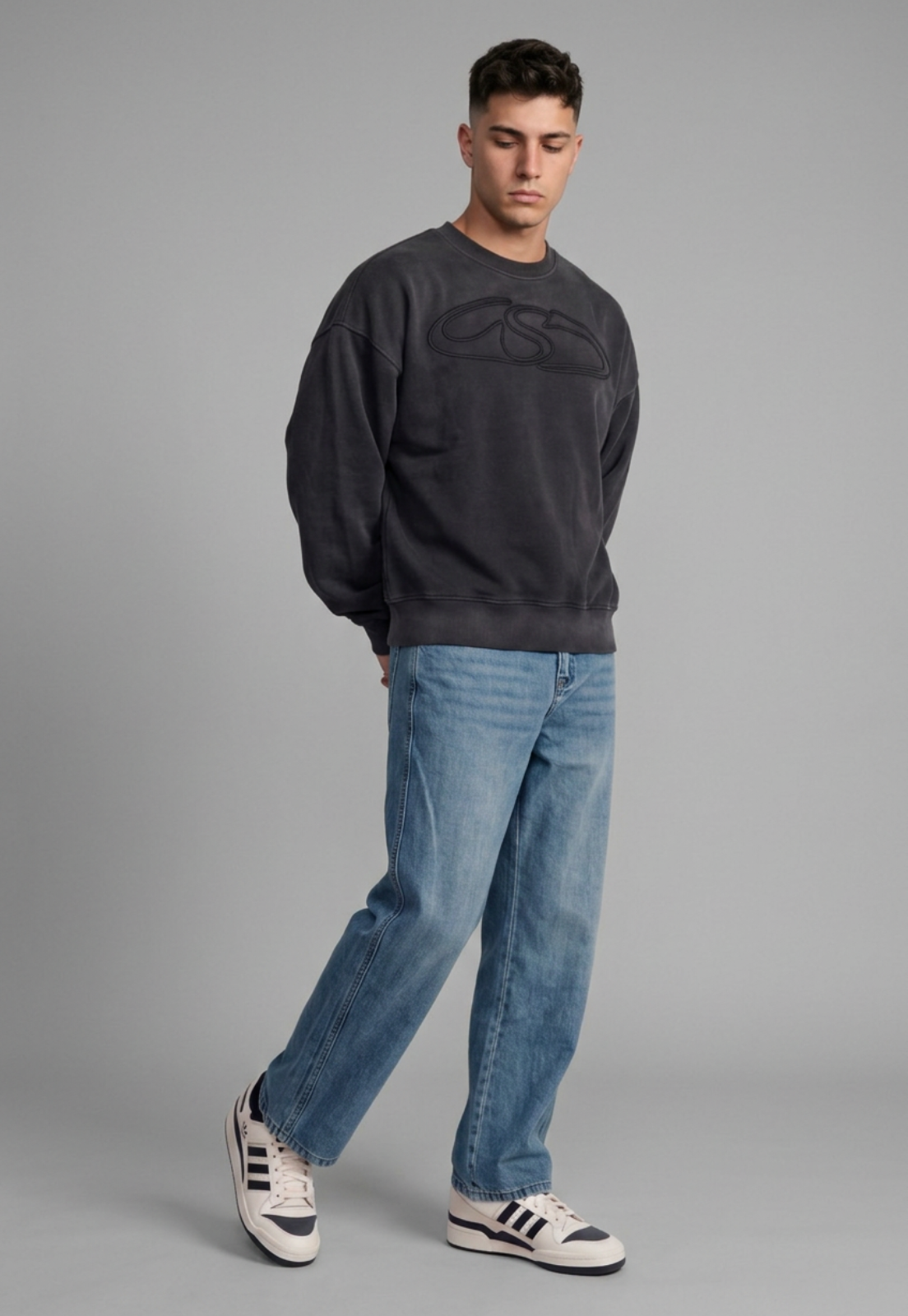 Polerón Hombre Oversize Lavado Negro 3