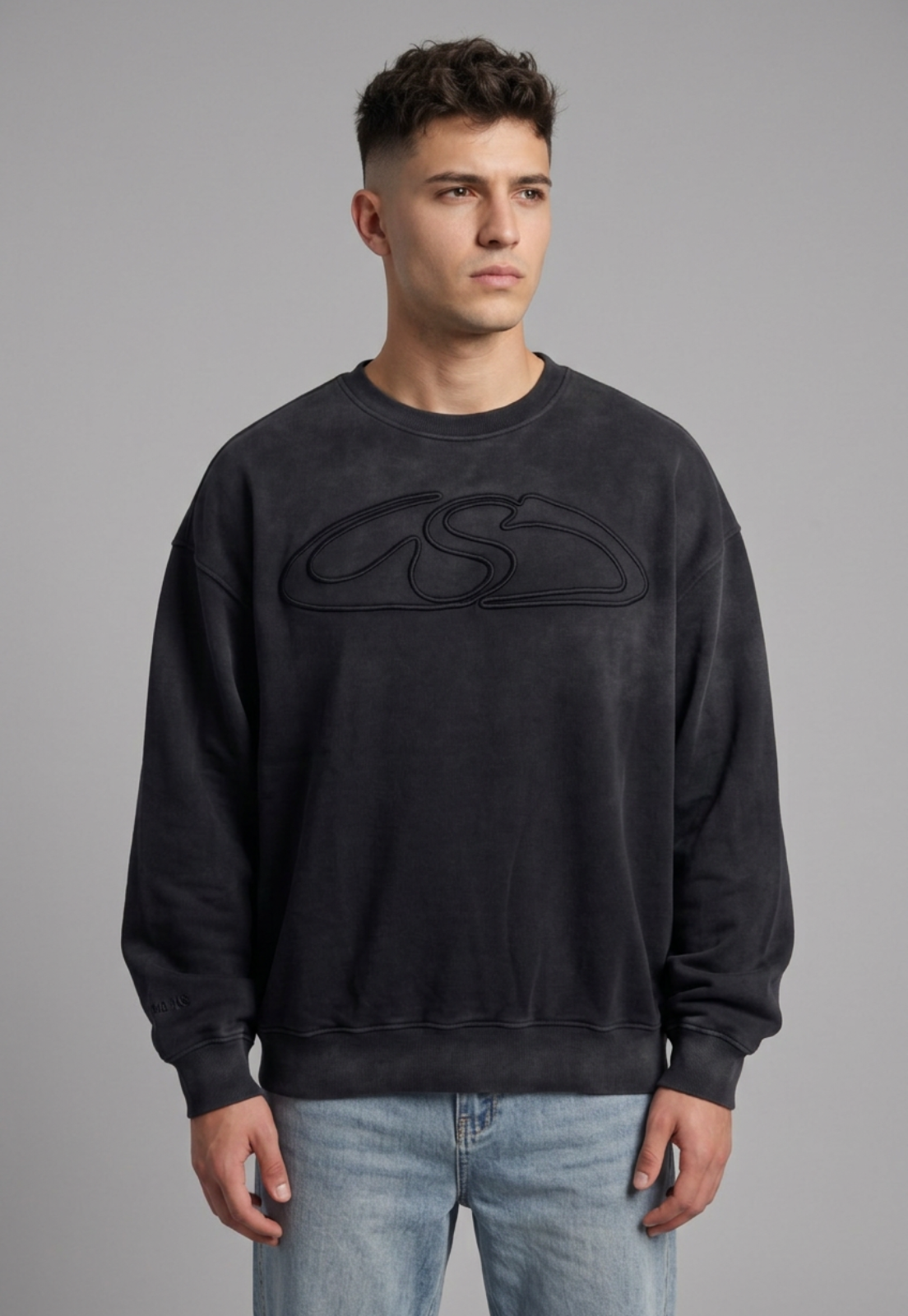 Polerón Hombre Oversize Lavado Negro 1