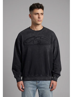 Polerón Hombre Oversize Lavado Negro
