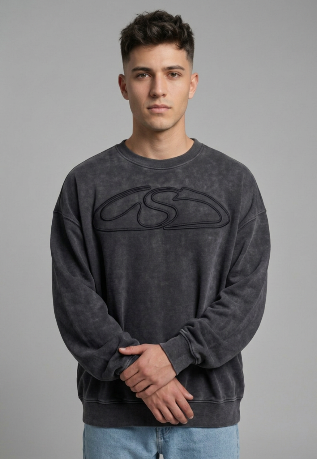 Polerón Hombre Oversize Lavado Negro 4