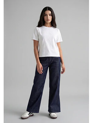 Jeans Mujer Raw Oscuro Relaxed Azul