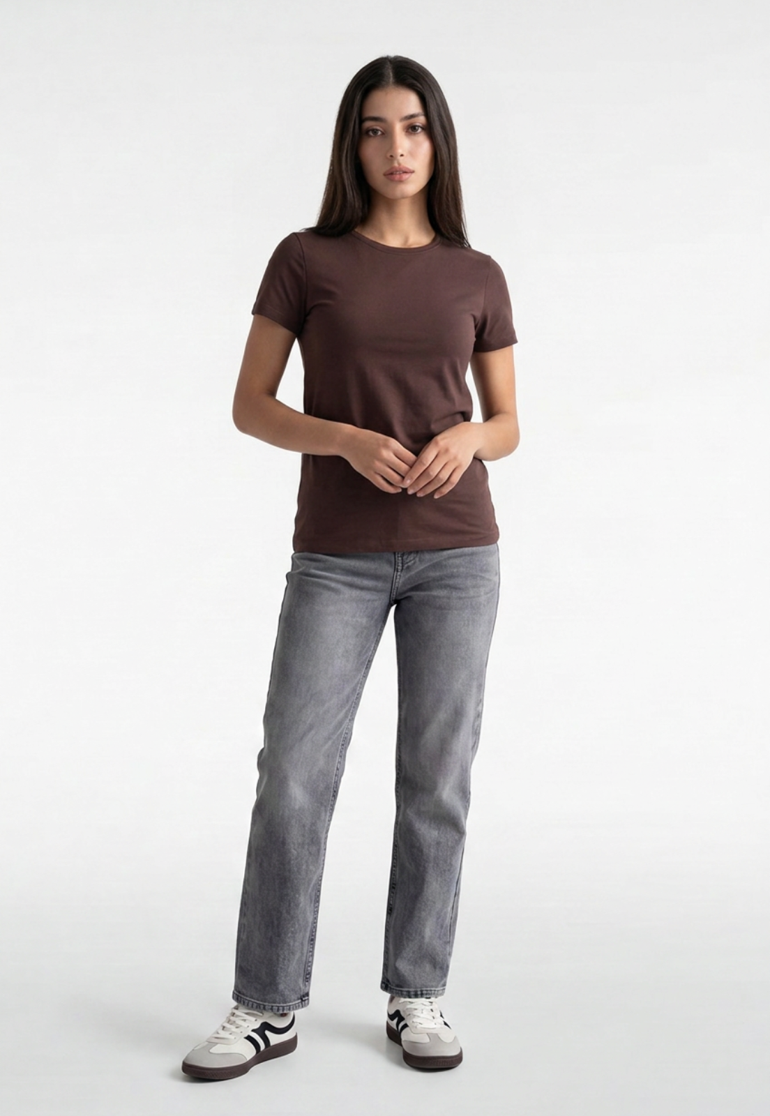 Jeans Mujer Recto Tiro Medio Gris 4