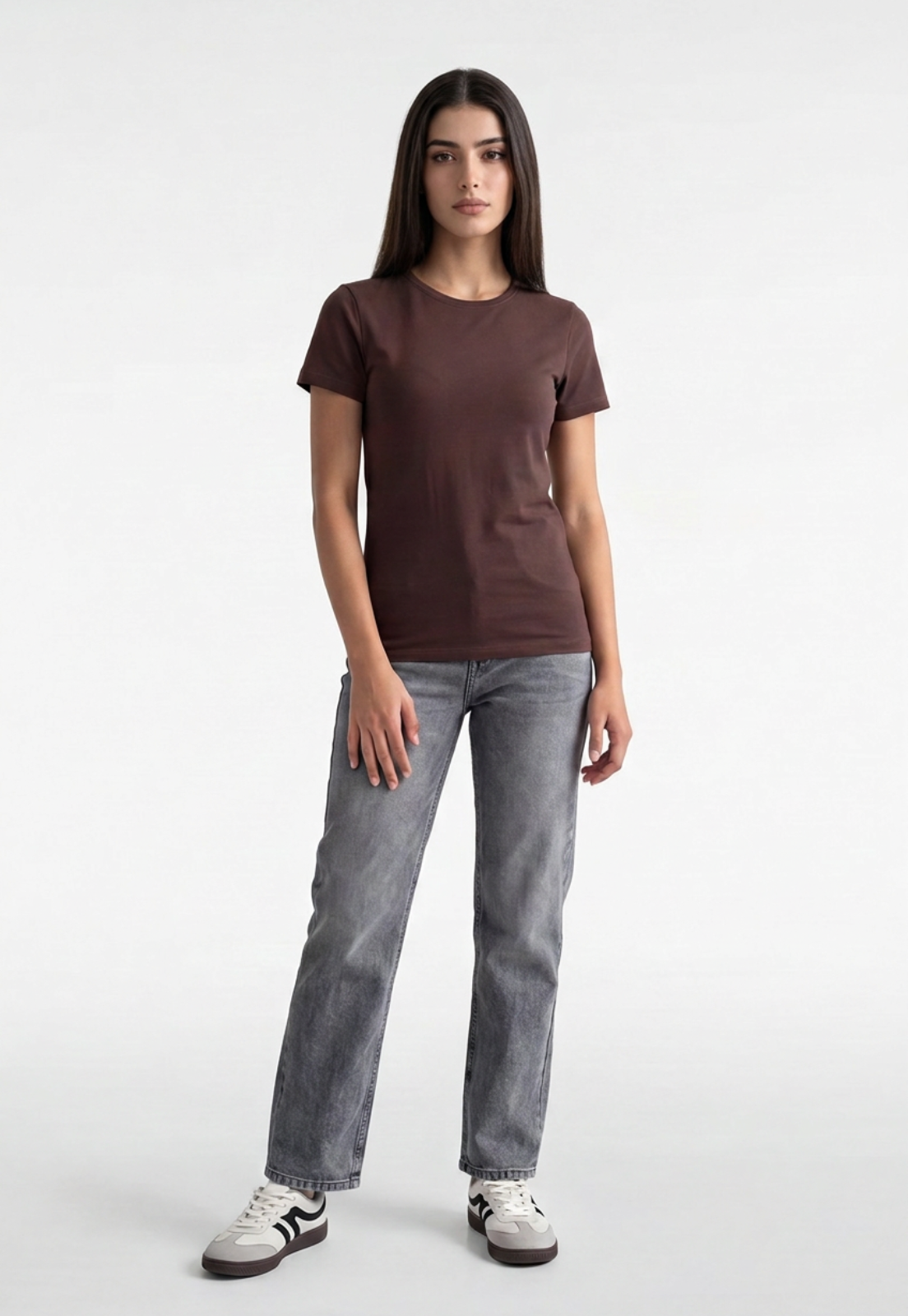 Jeans Mujer Recto Tiro Medio Gris 1