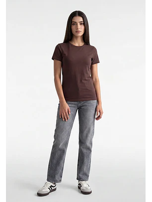 Jeans Mujer Recto Tiro Medio Gris