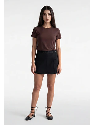 Falda Mujer Tachas Cintura Negro