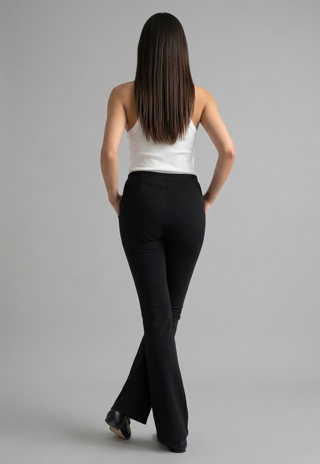 Calza Mujer Tiro Alto Flare Negro 2