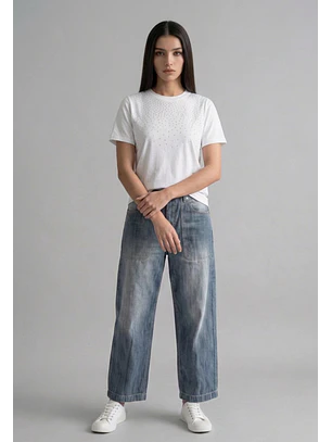 Polera Mujer Tachas Delantero Crudo