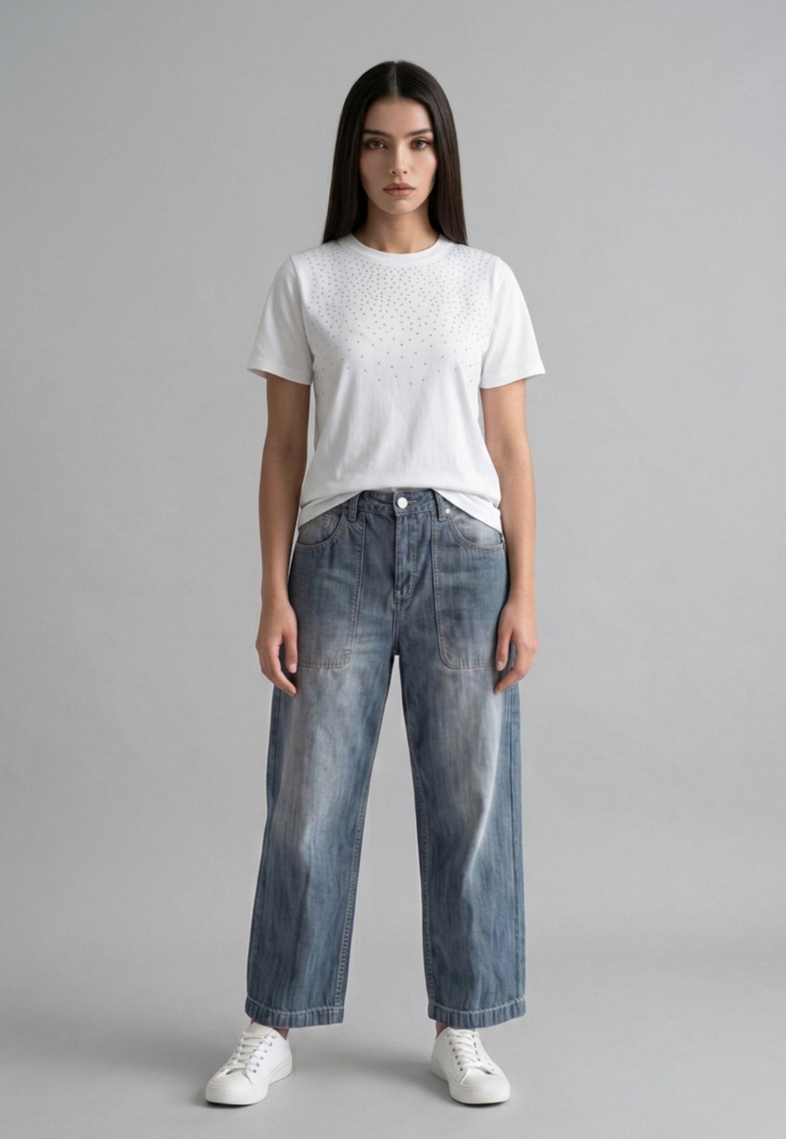 Polera Mujer Tachas Delantero Crudo 4