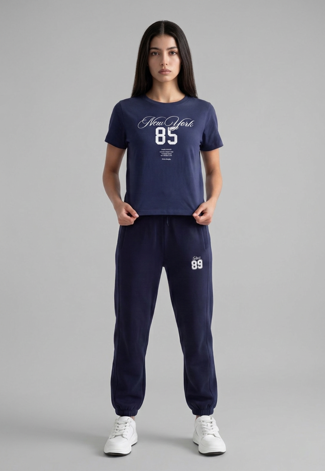 Pantalón Buzo Mujer Balloon Varsity Azul 1