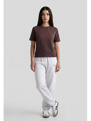 Pantalón Buzo Mujer Balloon Varsity Gris