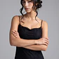 Vestido Mujer Encaje Escote Drapeado Negro - Miniatura 1
