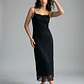 Vestido Mujer Encaje Escote Drapeado Negro - Miniatura 3