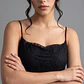 Vestido Mujer Encaje Escote Drapeado Negro - Miniatura 4