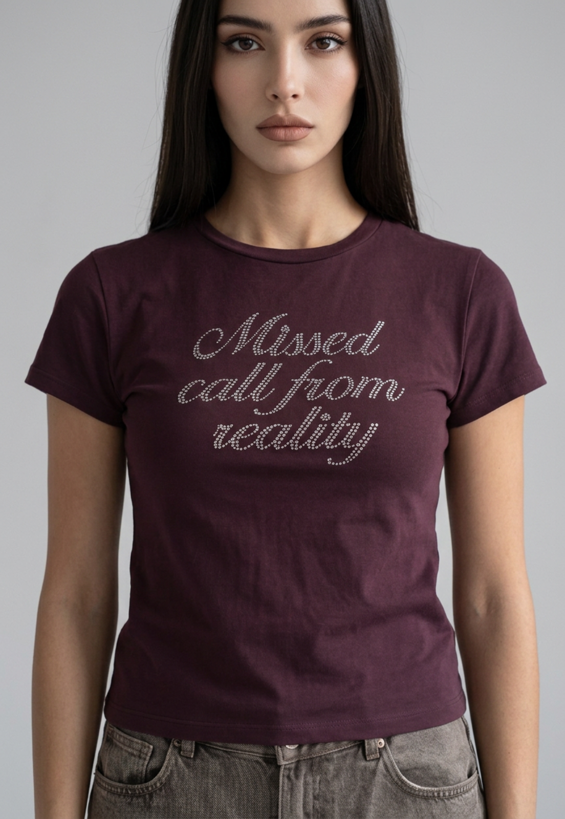 Polera Mujer Texto Brillo Morado 2