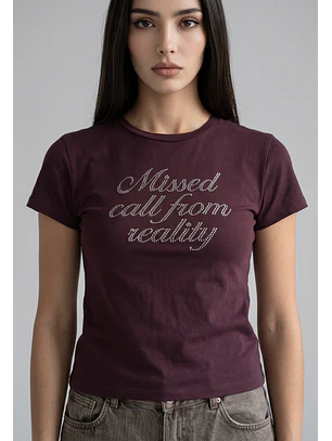 Polera Mujer Texto Brillo Morado