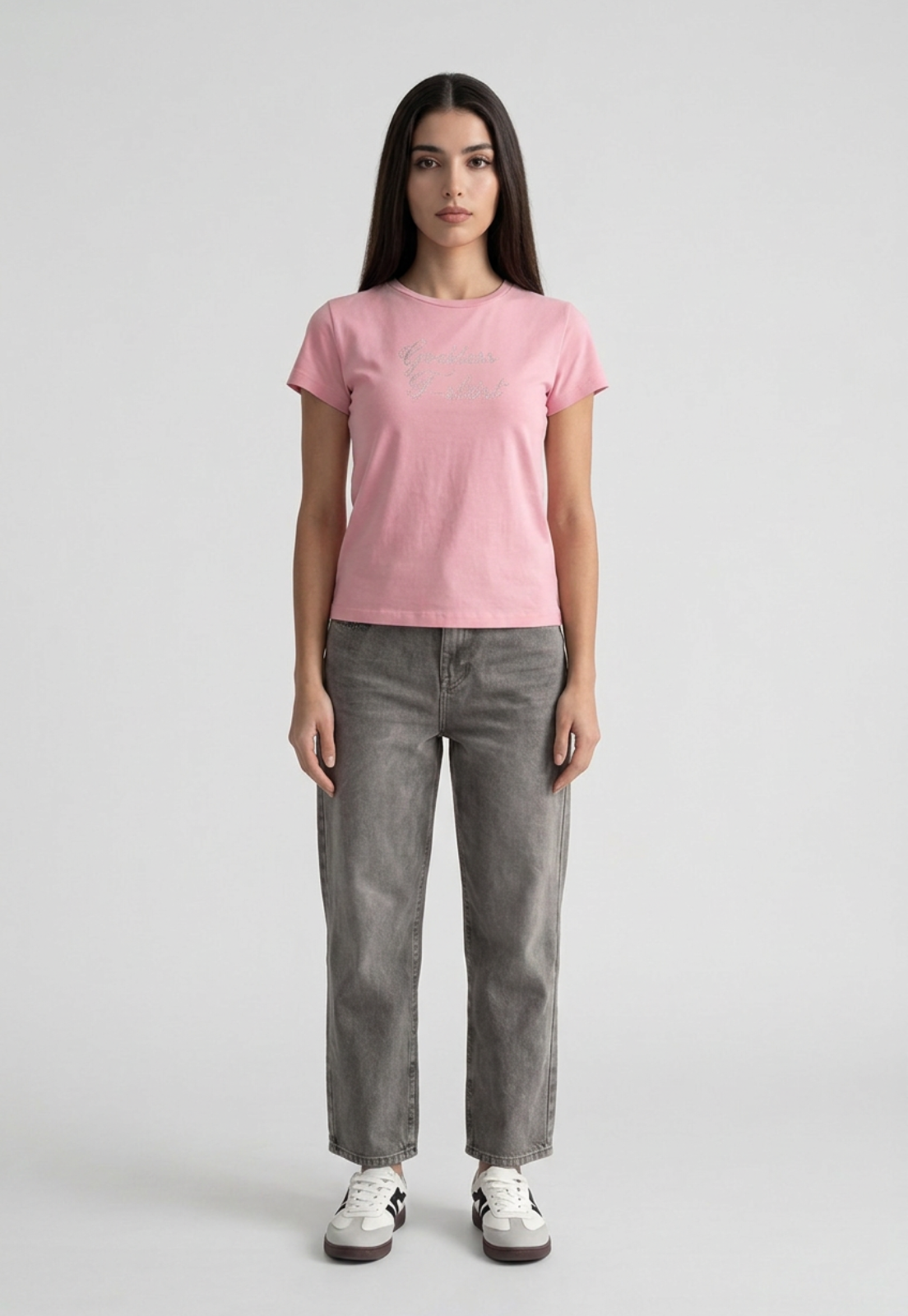 Polera Mujer Texto Brillo Rosado 4