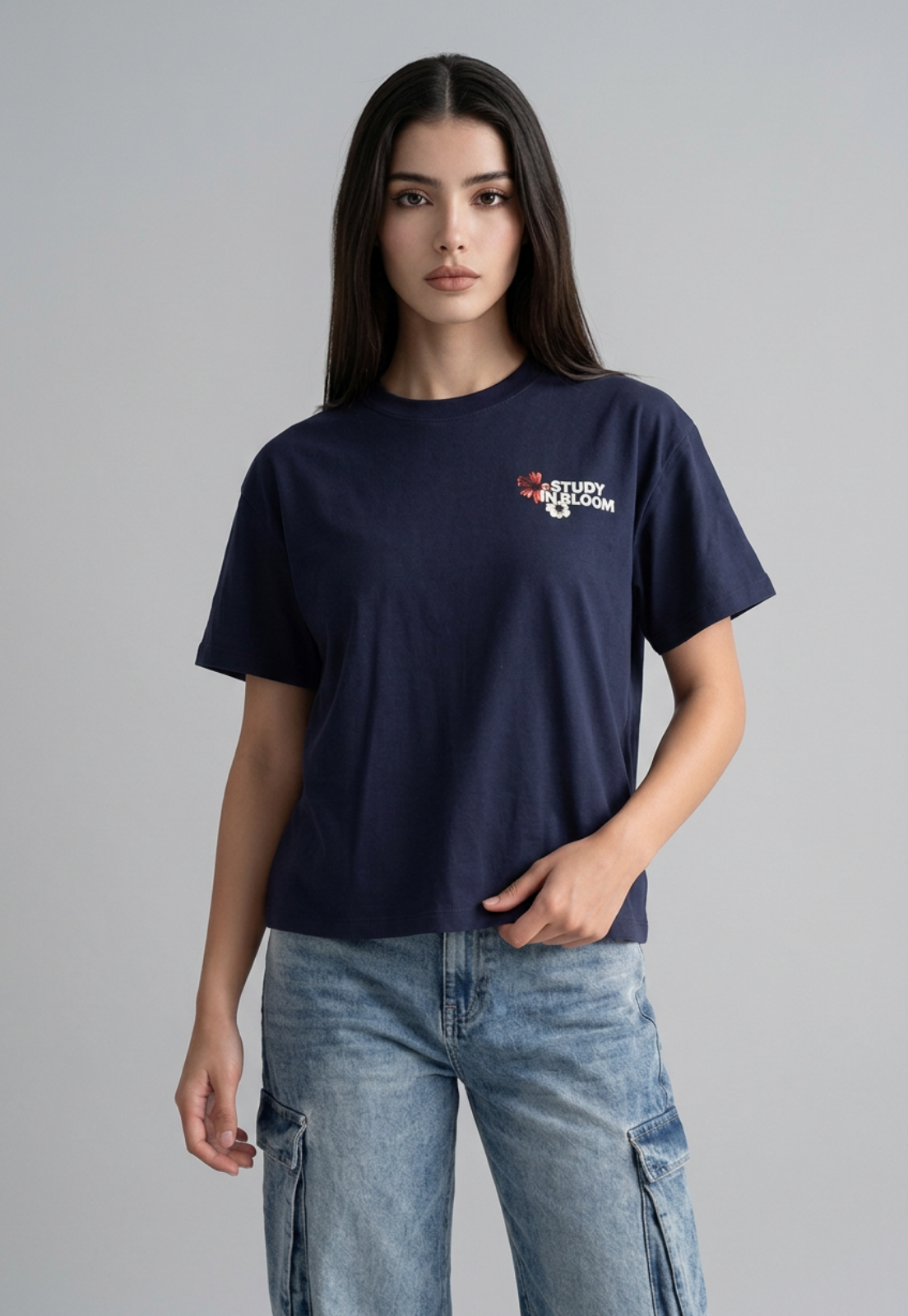 Polera Mujer Boxy Fit Bloom Azul 2