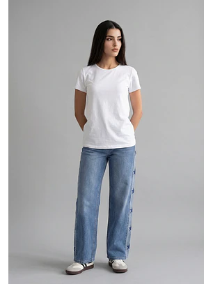 Jeans Mujer Estrellas Costados Celeste