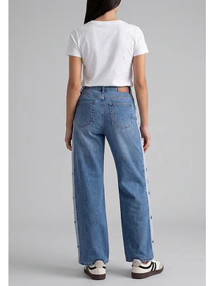 Jeans Mujer Estrellas Costados Celeste